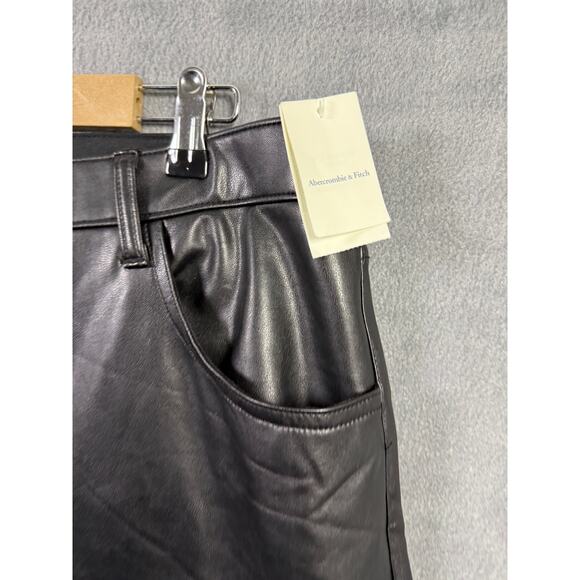 NWT Abercrombie & Fitch Vegan Leather Pants Straight Leg Black Size 18 / 34" - Picture 6 of 14
